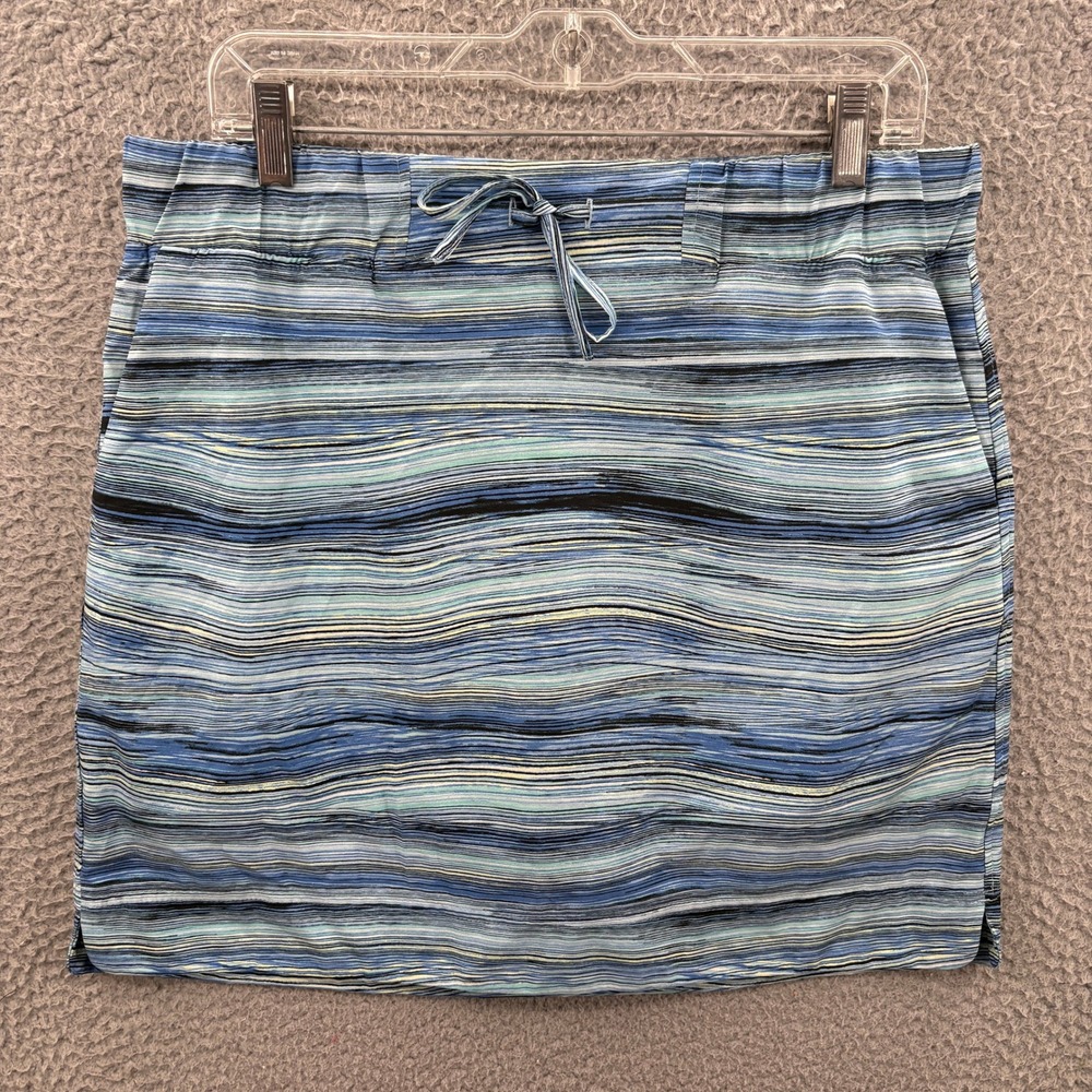 J Jill Fit Skort Womens Medium Blue Striped Activewear Performance Golf Skirt